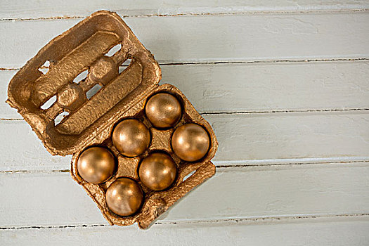 金色,复活节彩蛋,纸盒,木质背景