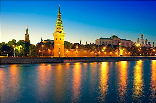 风景,莫斯科,克里姆林宫,莫斯科河,夜晚
