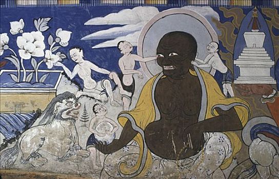 佛教,壁画,寺院,印度,亚洲艺术