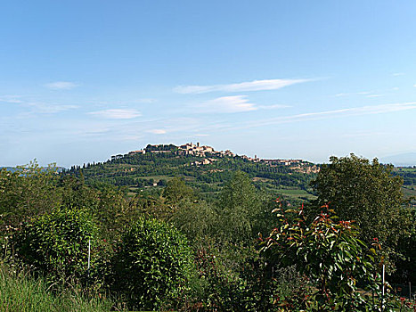 全景,蒙蒂普尔查诺红葡萄酒,托斯卡纳,意大利