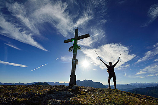 远足,顶峰,攀升,齐姆高,上巴伐利亚,巴伐利亚,德国,欧洲