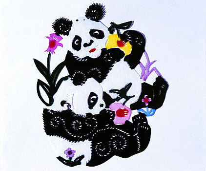 剪纸熊猫图