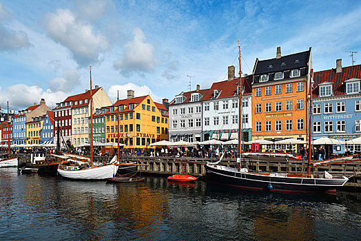 帆船,运河,正面,彩色,房子,建筑,娱乐区,新港,哥本哈根,丹麦,欧洲
