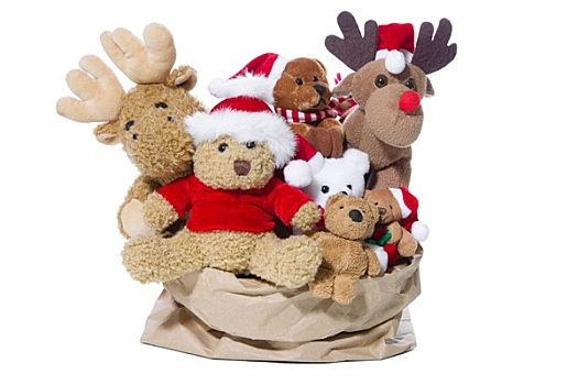 多,圣诞节,泰迪熊,圣诞老人,团队,朋友,概念