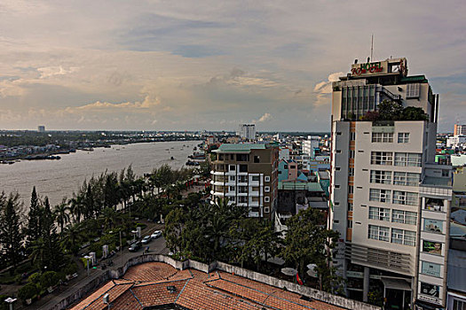 城市,后面,湄公河,湄公河三角洲,芹苴,南,越南,亚洲