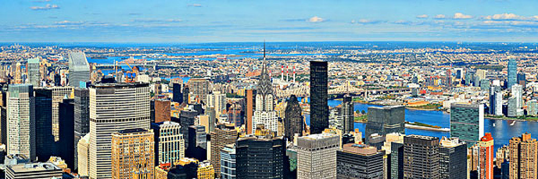 纽约,曼哈顿,东方,侧面视角,全景,摩天大楼,东河
