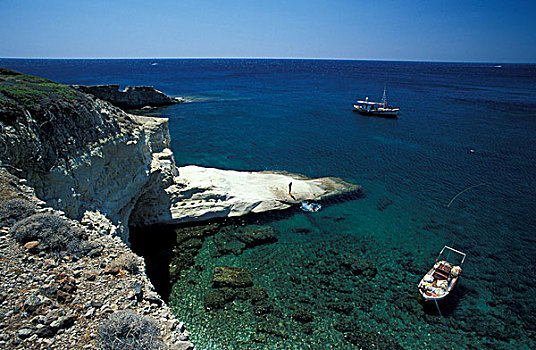 希腊,基克拉迪群岛,白色,砂岩,石头,手指,爱琴海