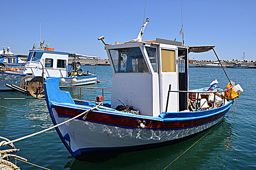 捕鱼,船,港口,哈尼亚,克里特岛,希腊,欧洲