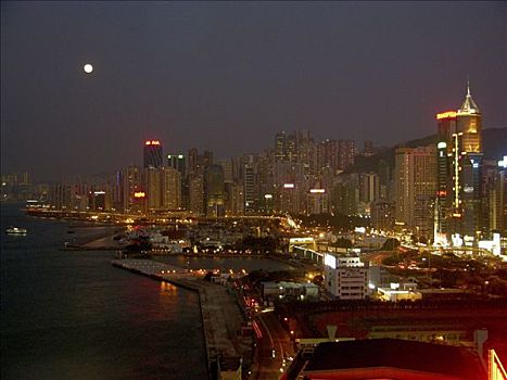 香港,中心,夜晚,维多利亚港,中国,亚洲