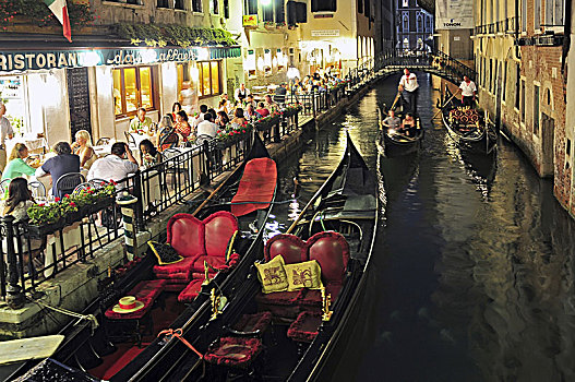 小,餐馆,威尼斯,运河,老,房子,意大利