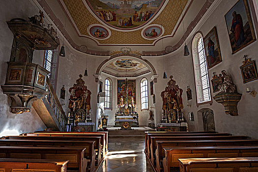 室内,教堂,圣安东尼,巴伐利亚,德国,欧洲