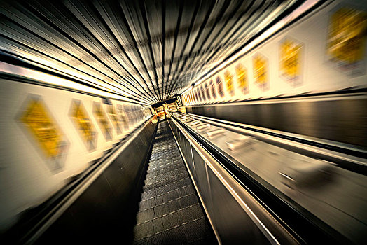 移动,楼梯,地铁,隧道,模糊,尽头,远景