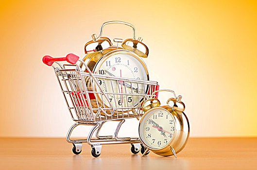 买,时间,概念,钟表,购物车