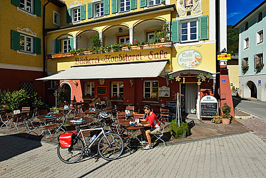骑车,休息,户外,咖啡,上巴伐利亚,巴伐利亚,德国,欧洲