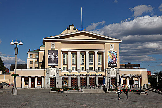 芬兰,区域,坦佩雷,城市,中心,广场,新古典主义,剧院