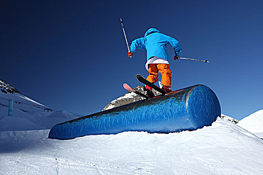 男性,滑雪者,平衡性,滑雪坡