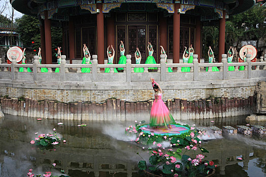 海南海口,春节实景演出古典舞蹈,清风古韵