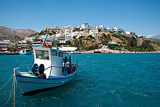 捕鱼,船,湾,南方,克里特岛,希腊,欧洲