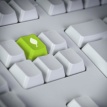 电脑键盘,绿色,回车键,回收标志,商务