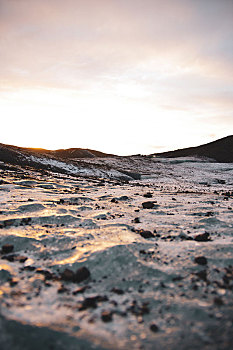 冰岛冰川平原夕阳