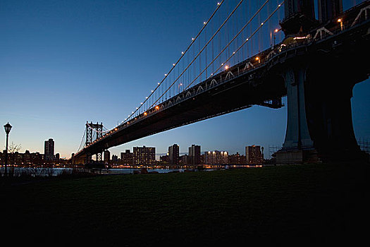 曼哈顿大桥,日落,纽约