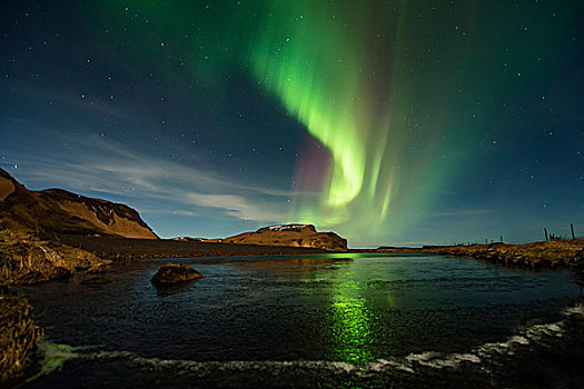 北极光,上方,小,湖,南方,区域,冰岛,欧洲
