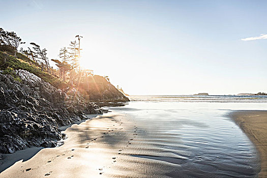 长滩,日出,环太平洋国家公园,温哥华岛,不列颠哥伦比亚省,加拿大