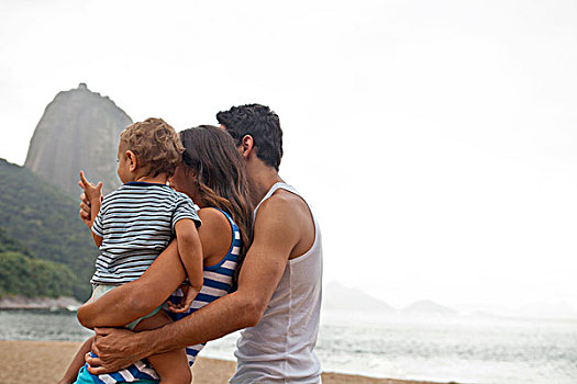 家庭,海滩,面包山,里约热内卢,巴西