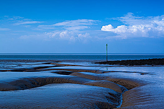 英格兰,兰开夏郡,泥,公寓,退潮,靠近,海滨胜地