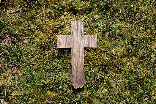 复活节,木质,十字架,草地