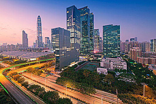 中国广东深圳福田中心区都市夜景