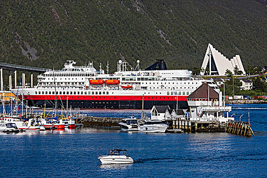 游船,停靠,港口,特罗姆斯,挪威北部,挪威