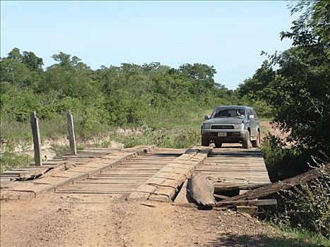 驾驶,破败,木桥,康塞普西翁,巴拉圭