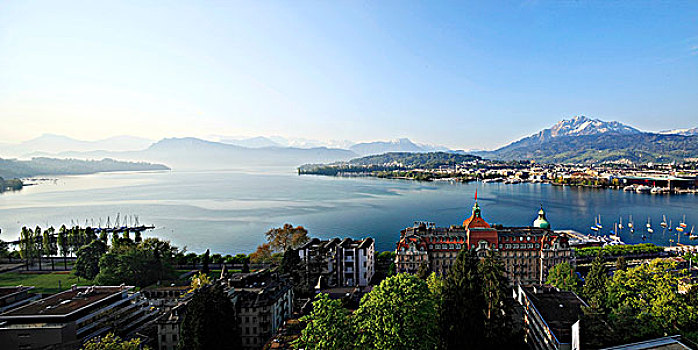 瑞士琉森湖全景图