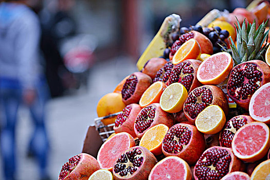 彩色,展示,水果,背景,传统,市场,就绪,新鲜,果汁,饮料