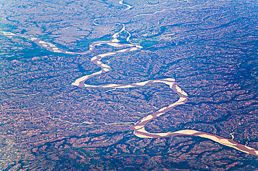 航拍,河,流动,陆地,仰视,马达加斯加