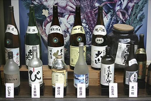 日本,东京,餐馆,窗户,酒,米酒,日本米酒