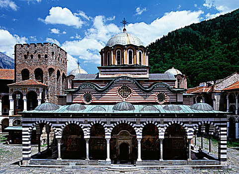 神圣,教堂,塔,寺院,圣徒,里拉,世界遗产,保加利亚,欧洲