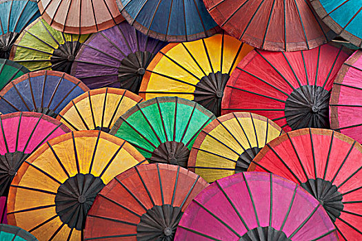 彩色,伞,琅勃拉邦,老挝,东南亚