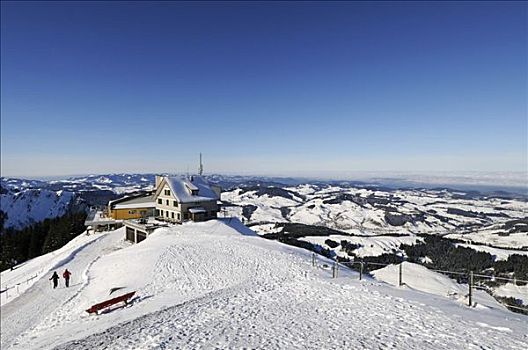 雪屋,餐馆,山,阿彭策尔,瑞士,欧洲