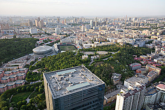 乌鲁木齐时代广场楼顶城市风光天际线