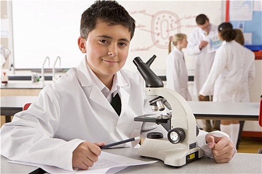 学生,显微镜,学校,实验室