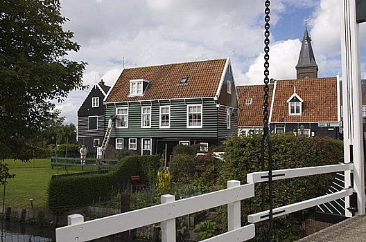 人,洗,窗户,传统,房子,北荷兰,荷兰