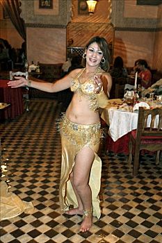 肚皮舞,跳舞,摩洛哥人,餐馆,麦地那,马拉喀什,摩洛哥,北非
