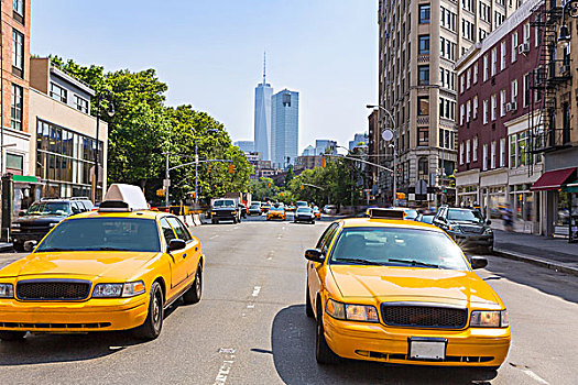 纽约,西部,乡村,曼哈顿,黄色出租车,出租车,美国