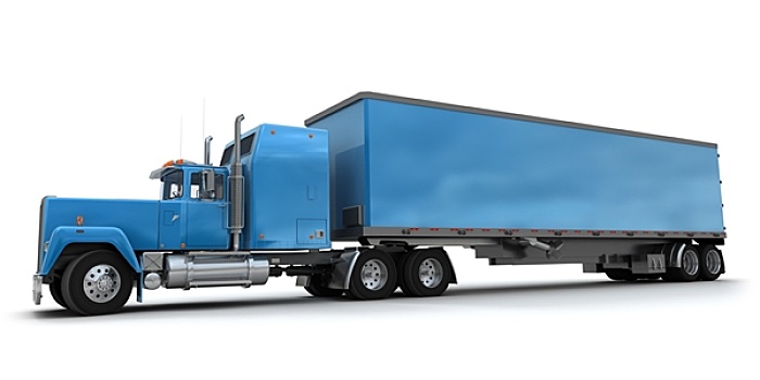 侧面图,大,蓝色,拖车,卡车