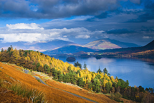 英格兰,坎布里亚,水,秋天,靠近,湖区国家公园