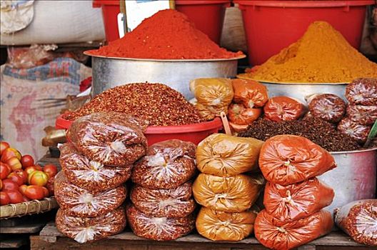 种类,调味品,市场货摊,缅甸