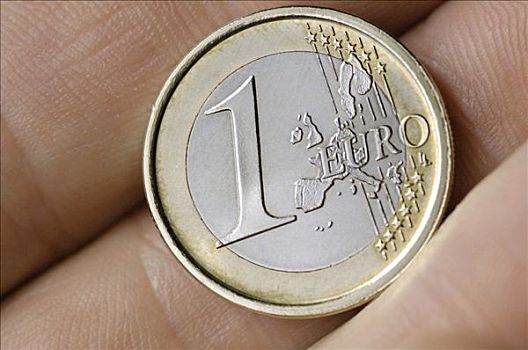 1欧元,硬币,手