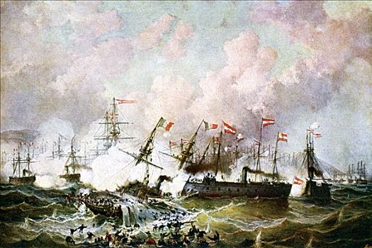 海战,奥地利人,意大利人,船队,19世纪,艺术家